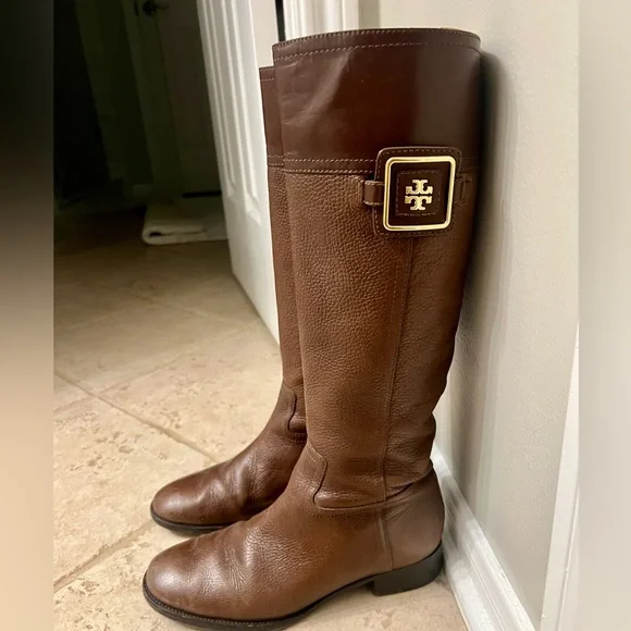 Tory Burch Brown Leather Knee-High Boots